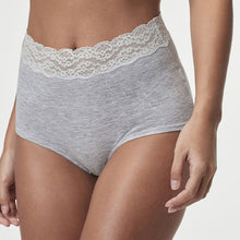 Load image into Gallery viewer, White/Black/Grey Full Brief Cotton Lace Knickers 4 Pack
