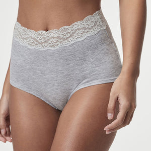 White/Black/Grey Full Brief Cotton Lace Knickers 4 Pack