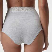 Load image into Gallery viewer, White/Black/Grey Full Brief Cotton Lace Knickers 4 Pack
