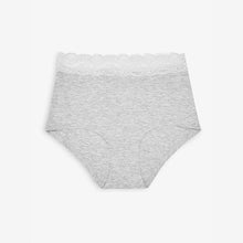 Load image into Gallery viewer, White/Black/Grey Full Brief Cotton Lace Knickers 4 Pack
