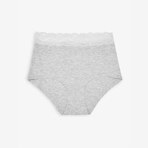 White/Black/Grey Full Brief Cotton Lace Knickers 4 Pack