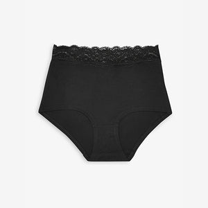 White/Black/Grey Full Brief Cotton Lace Knickers 4 Pack