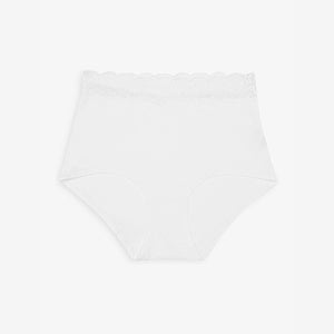 White/Black/Grey Full Brief Cotton Lace Knickers 4 Pack