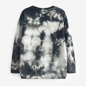 Black/White Tie Dye Crew Neck Sweatshirt (3-12yrs)