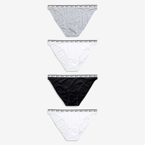 Monochrome Hight Leg Cotton Rich Logo Knickers 4 Pack