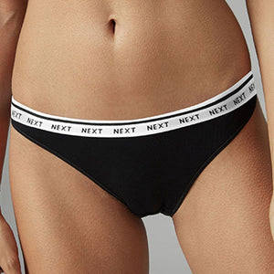 Monochrome Hight Leg Cotton Rich Logo Knickers 4 Pack