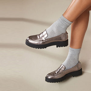 Pewter Metallic Forever Comfort® Chunky Loafers