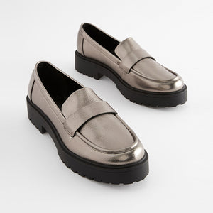 Pewter Metallic Forever Comfort® Chunky Loafers