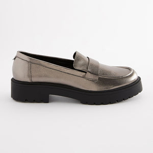 Pewter Metallic Forever Comfort® Chunky Loafers