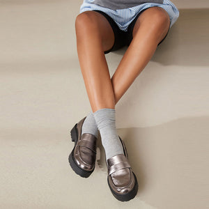 Pewter Metallic Forever Comfort® Chunky Loafers