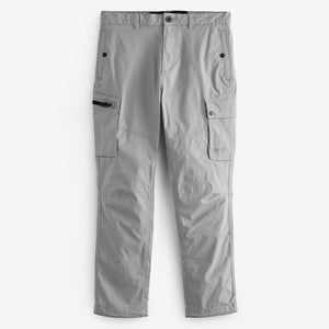 Grey Slim Lightweight Stretch Cargo Utility Trousers