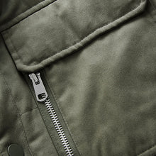 Load image into Gallery viewer, Khaki Green Borg Lined Collared Shacket
