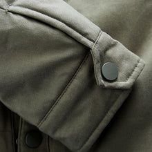 Load image into Gallery viewer, Khaki Green Borg Lined Collared Shacket
