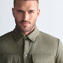 Load image into Gallery viewer, Khaki Green Borg Lined Collared Shacket
