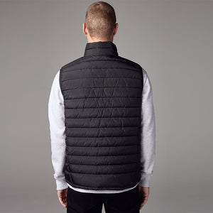 Black Shower Resistant Lightweight Puffer Gilet