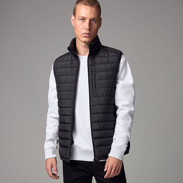 Black Shower Resistant Lightweight Puffer Gilet