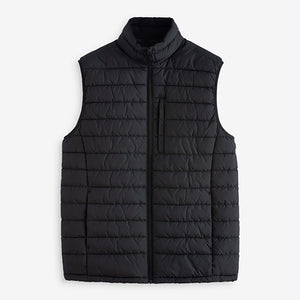Black Shower Resistant Lightweight Puffer Gilet