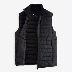 Black Shower Resistant Lightweight Puffer Gilet