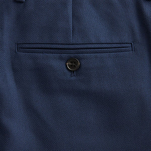 Bright Blue Slim Fit Textured Suit Trousers