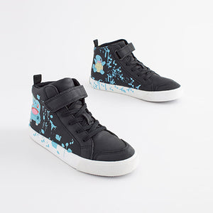 Pokemon Black Elastic Lace High Top Trainers (Older Boys)