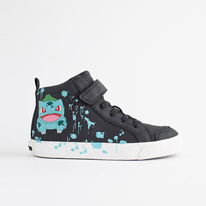 Pokemon Black Elastic Lace High Top Trainers (Older Boys)