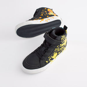 Pokemon Black Elastic Lace High Top Trainers (Older Boys)