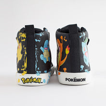 Load image into Gallery viewer, Pokemon Black Elastic Lace High Top Trainers (Older Boys)
