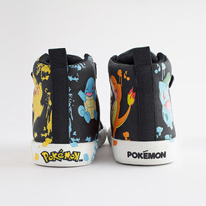 Pokemon Black Elastic Lace High Top Trainers (Older Boys)