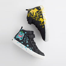 Load image into Gallery viewer, Pokemon Black Elastic Lace High Top Trainers (Older Boys)
