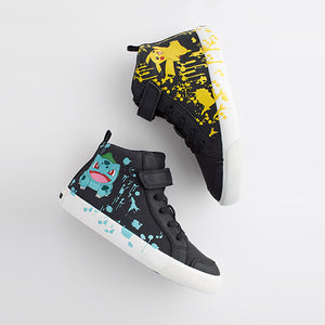 Pokemon Black Elastic Lace High Top Trainers (Older Boys)