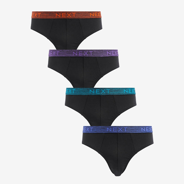 Black Marl Waistband 4 pack Cotton Rich Briefs