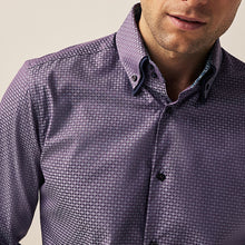 Load image into Gallery viewer, Purple Double Collar Regular Fit Trimmed Formal Shirt
