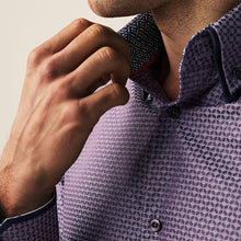 Load image into Gallery viewer, Purple Double Collar Regular Fit Trimmed Formal Shirt
