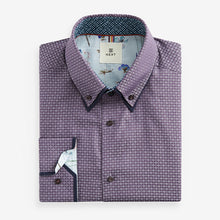 Load image into Gallery viewer, Purple Double Collar Regular Fit Trimmed Formal Shirt
