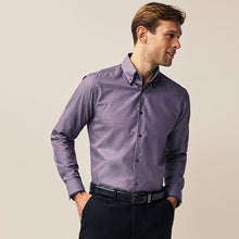 Load image into Gallery viewer, Purple Double Collar Regular Fit Trimmed Formal Shirt
