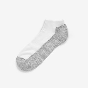 5PK White Grey Cushioned Trainer Socks