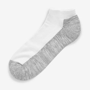 White/Grey 5 Pack Cushioned Trainers Socks