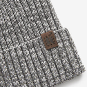 Grey Twist Knitted Rib Beanie Hat (1-13yrs)