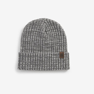 Grey Twist Knitted Rib Beanie Hat (1-13yrs)