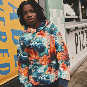 Orange Digital Drippy Smile Graphic Hoodie (3-12yrs)