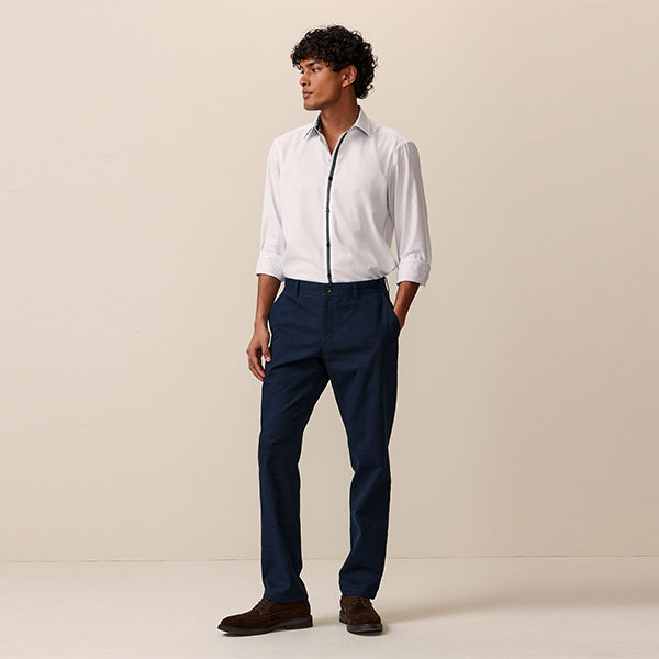 White Single Cuff Trimmed Formal Oxford Shirt