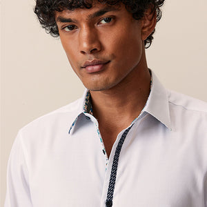 White Single Cuff Trimmed Formal Oxford Shirt