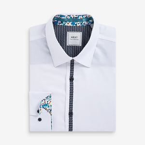 White Single Cuff Trimmed Formal Oxford Shirt