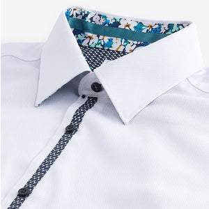 White Single Cuff Trimmed Formal Oxford Shirt