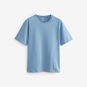 Turquoise Blue Regular Fit Essential Crew Neck Cotton T-Shirt