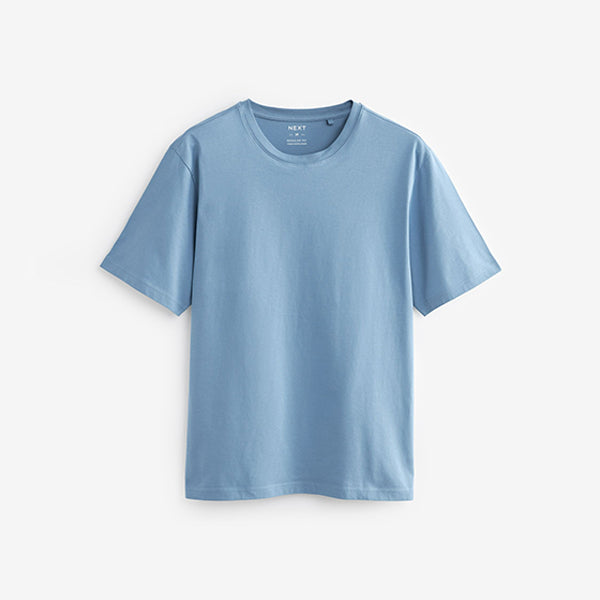 Turquoise Blue Regular Fit Essential Crew Neck Cotton T-Shirt