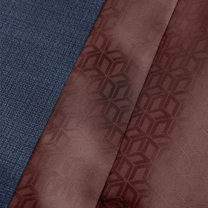 Blue Textured Wool Suit: Waistcoat