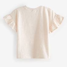 Load image into Gallery viewer, Ecru Cream Crochet Butterfly 100% Cotton T-Shirt (3mths-5-6yrs)
