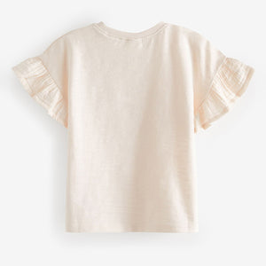 Ecru Cream Crochet Butterfly 100% Cotton T-Shirt (3mths-5-6yrs)