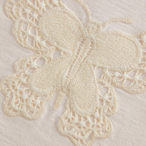 Ecru Cream Crochet Butterfly 100% Cotton T-Shirt (3mths-5-6yrs)